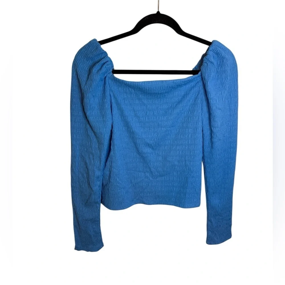 H&M Sky Blue Puff Sleeve Crepe Blouse